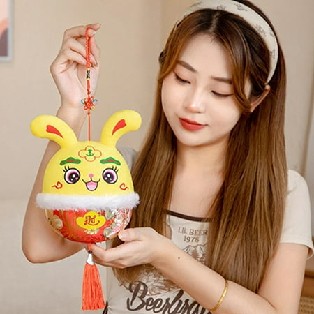 

MEIDELI Rabbit Zodiac Mascot 10/15cm Decoration Hanging Cute Bunny Plush Pendant Stuffed Animal Doll Toy