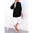 thumbnail image 4 of SMZ Linen Tops For Women Casual Button V Neck Long Sleeve Shirts Oversized Solid Blouses Tops, 4 of 5