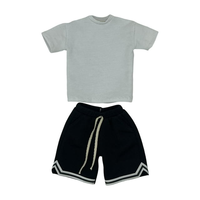 Conjunto de ropa, pantalones cortos y camiseta para muñeca masculina a escala 1/6, figuras de acción de moda Conjunto de camisa blanca