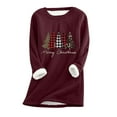 thumbnail image 2 of Qertyioot Hauts Grande Taille pour Femmes, T-Shirt Mode de Noël pour Femmes à Imprimé, Manches Régulières, Hiver, Ample, Vacances, Décontracté, Manches, Col Rond, 2 of 5