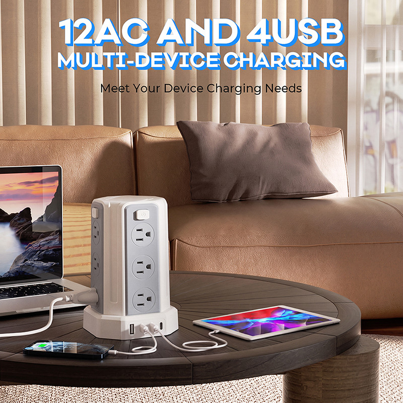 Smallrt Surge Protector Power Strip Tower, 12 Outlet photo 5