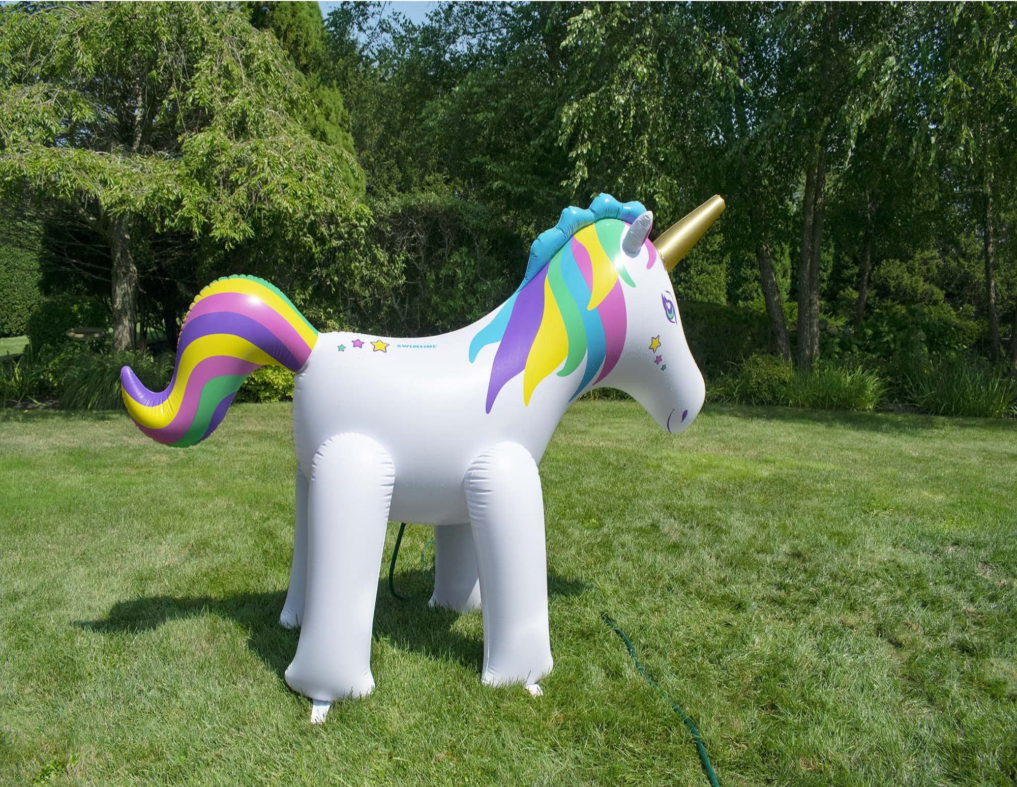 Swimline Rainbow Unicorn Outdoor Inflatable Lawn Sprinkler - 6'