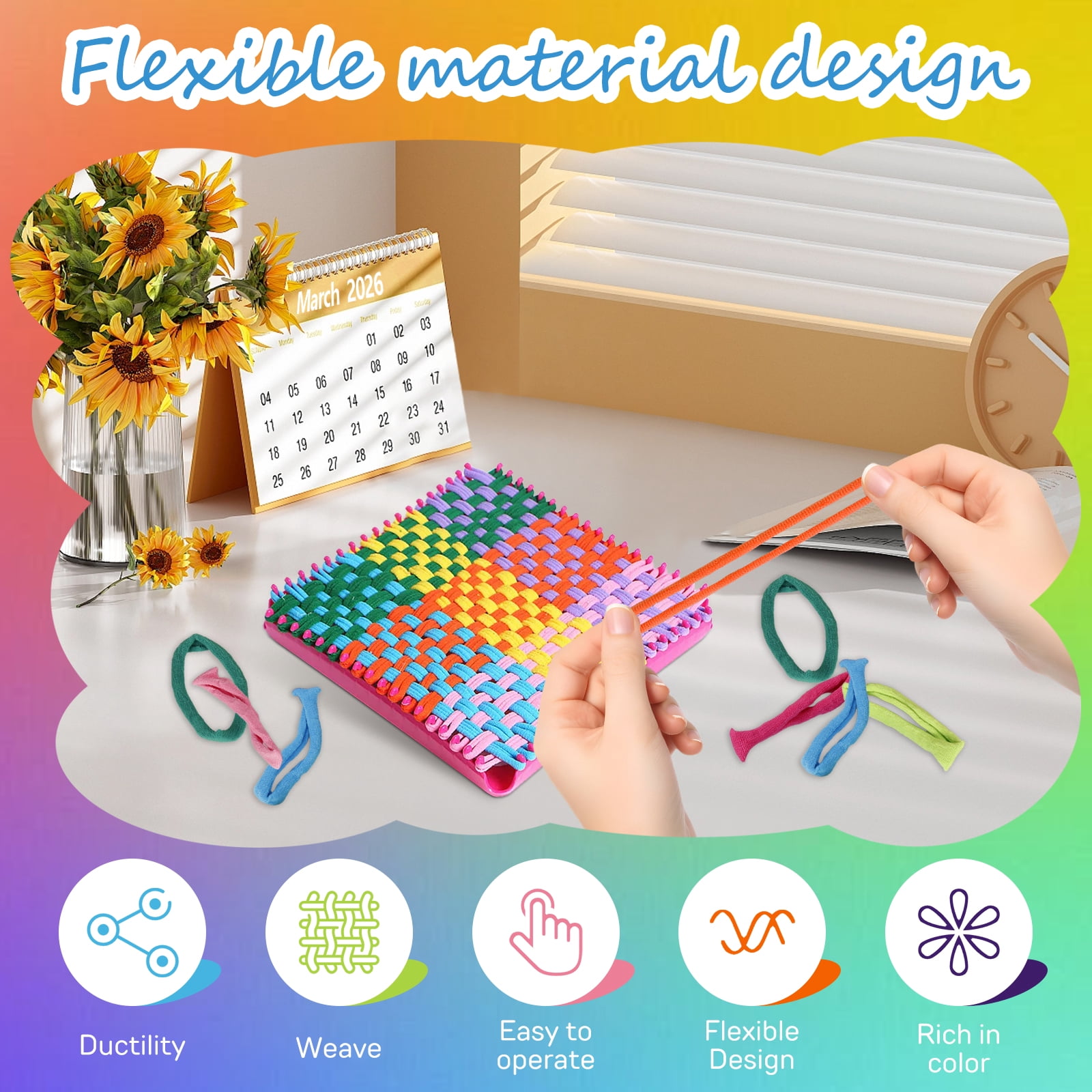 Threns 1000Pcs Refill Loops for 7-Inch Weaving Loom,12 Color Loom Loops for Potholder Making,Durable Nylon Craft Bands for Kids Adults DIY Projects