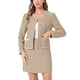 thumbnail image 1 of Conjunto de traje para mujer INSPIRE CHIC de 2 piezas, chaqueta corta de tweed a cuadros y falda, talla XL, color caqui, 1 of 6