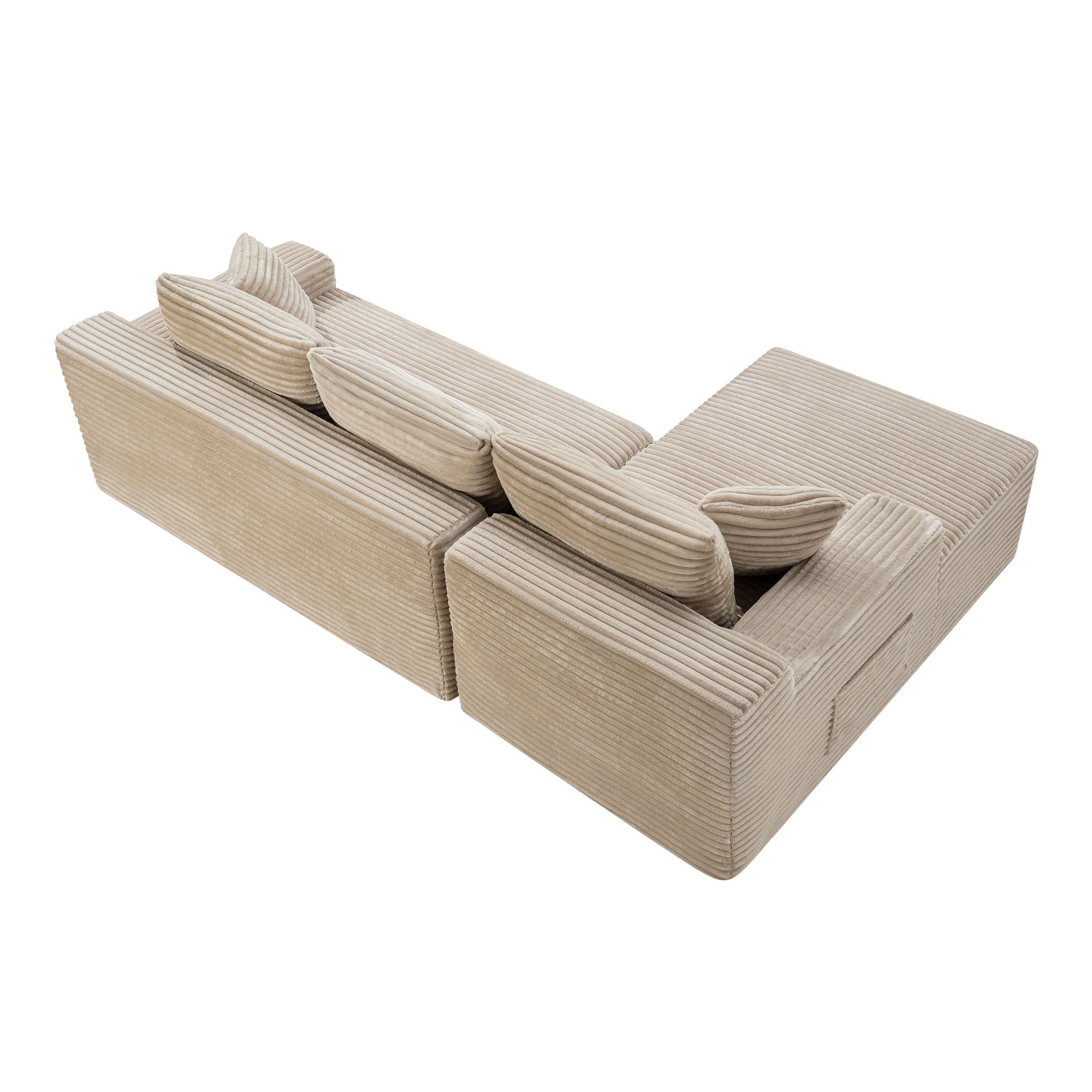Leumius 106.3" Cloud Modular Sectional Sofa Couch with L-Shape Chaise,Modern Minimalist Upholstered Couches for Living Room Bedroom No Assembly Required Camel-L
