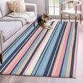 thumbnail image 3 of Rectangle Area Rug 4x6ft,Watercolor Pink Blue White Stripes Washable Carpet Non-Slip Runner Accent Rugs Indoor Floor Mat for Bedroom Living Room Decor,Retro Lines, 3 of 9