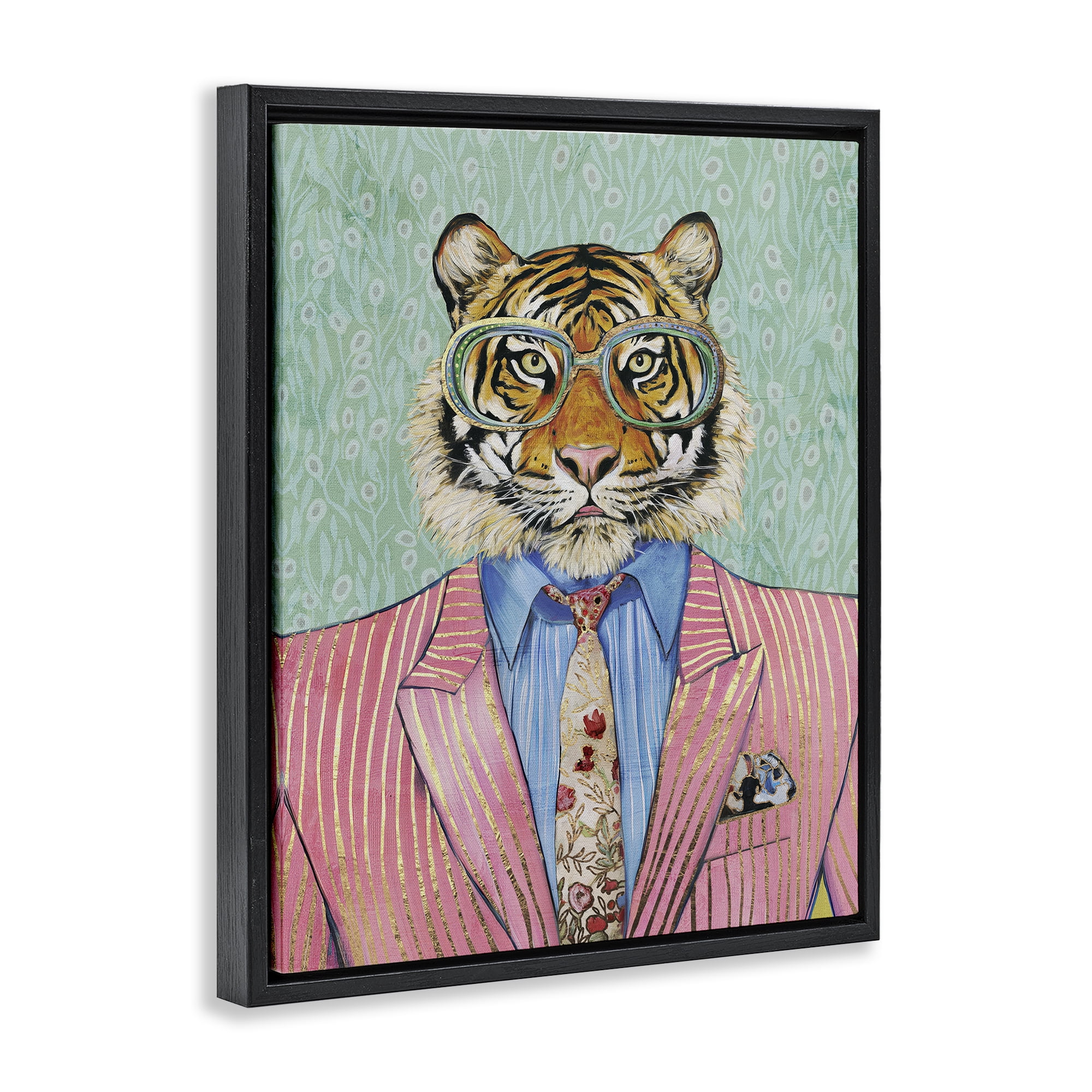 Stupell Industries Sharp Tiger Outfit Black Framed Floater Canvas Wall Art, design by Svetlana Aleynikova