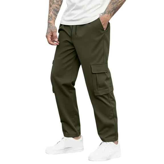 Cargo Work Pants for Men Durable Ripstop Elastic Waist Military Pants Breathable Waterproof Construction Carpenter Cargo Pants Work Outdoor Quick Dry Athletic Joggers with Multi Pockets,Green L