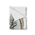thumbnail image 2 of Goat Soft Flannel Fleece Throw Blanket, Colorful Ornamented Head of Goat Totem Tattoo Inspired Design, Cozy Plush for Indoor and Outdoor Use, 70" x 90", Multicolor, by Ambesonne, 2 of 5