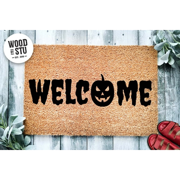 Jack O Lantern Welcome Doormat | Fall Doormat | Cute Doormat | Halloween Pumpkin | Fall Autumn Decor Gift | Home Doormat | Hallowen