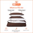 thumbnail image 4 of SGI Bedding 3 Piece Reversible Cotton Duvet Cover Chocolate Solid 600TC Queen, 4 of 8