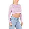 thumbnail image 6 of Socal Look Women's Cotton Crochet Sweater Long Sleeve Summer Casual Pullover Lavender, X-Large, 6 of 6