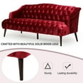 thumbnail image 4 of GDF Studio Manila Contemporary Tufted 3 Seater Sofa, Wine Velvet and Walnut, 4 of 7