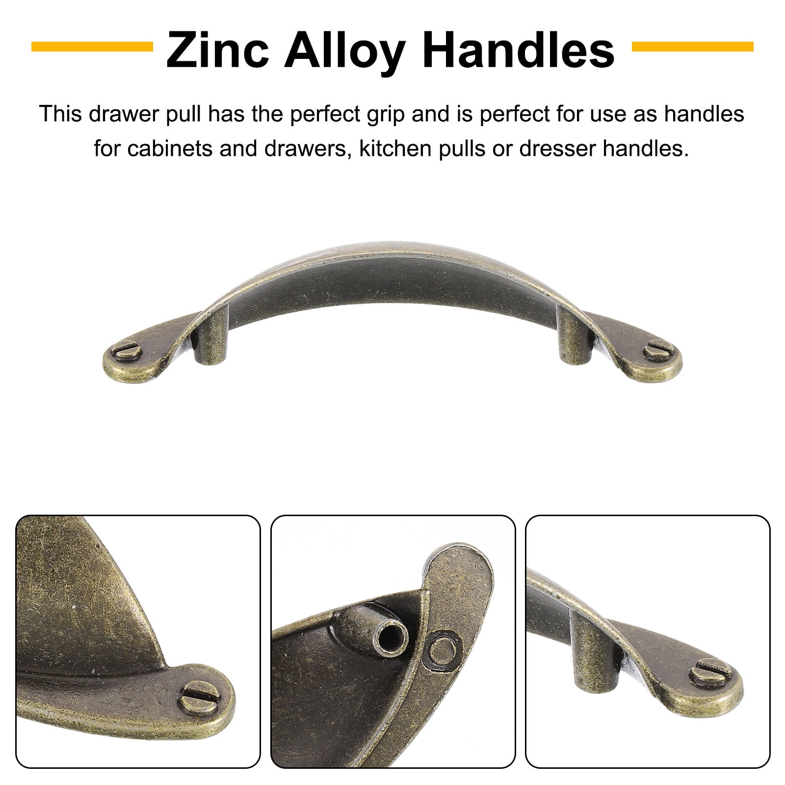 Unique Bargains Zinc Alloy Cup Pulls with Screws for Cabinet and Dresser Hardware Bronze