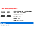 thumbnail image 2 of Front Brake Pad Set - Compatible with 2001 - 2005 Toyota Echo 2002 2003 2004, 2 of 2