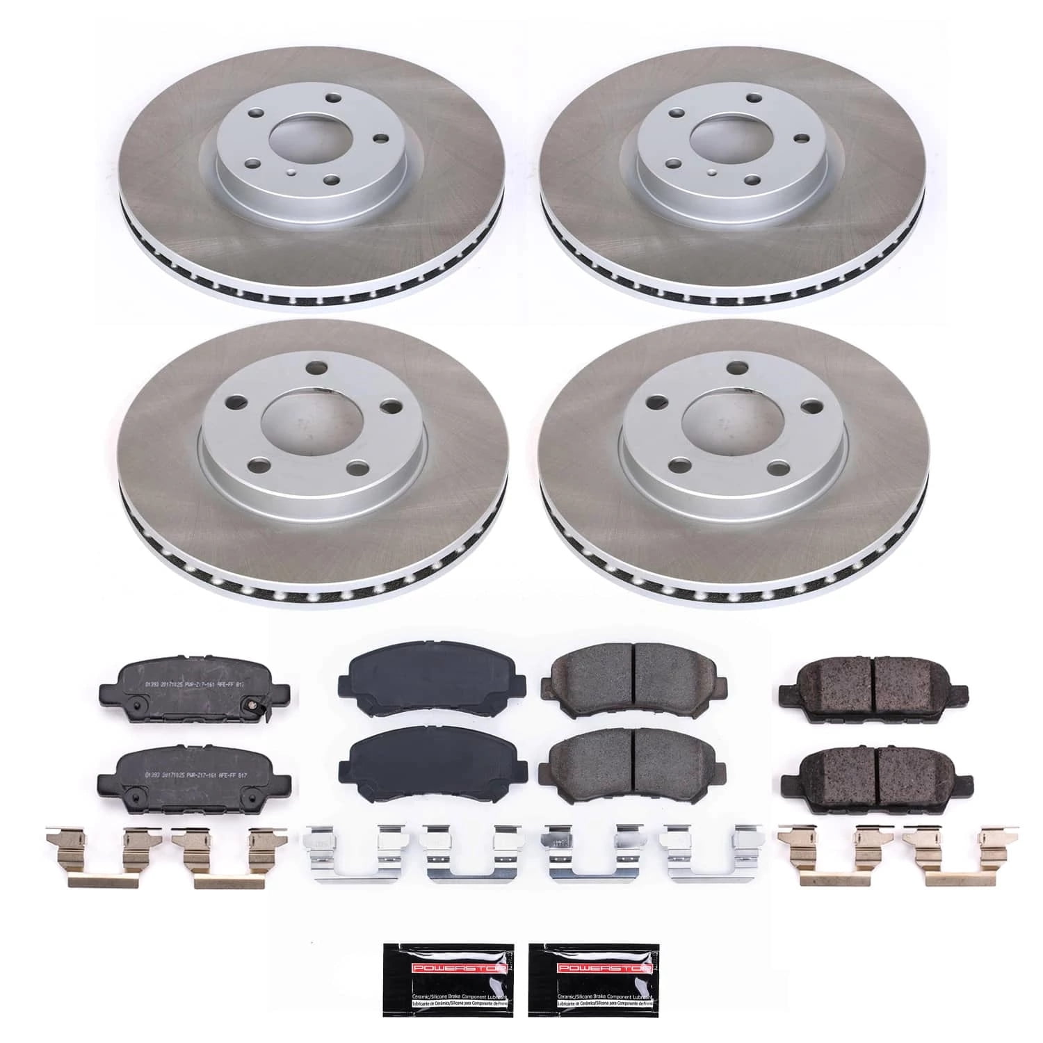 PowerStop Front and Rear Semi-Coated Rotor and Low-Dust Ceramic Brake Pad Kit SC8059