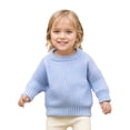 thumbnail image 2 of LOCHEX Toddler Baby Girl Boy Knitted Sweater Crewneck Long Sleeve Pullover Cotton Solid Color Warm Chunky Jumpers Tops,Light Blue,6-7T, 2 of 7