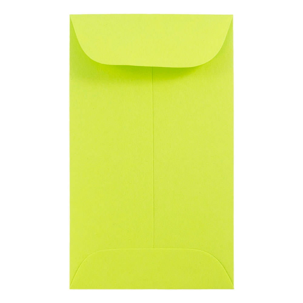 JAM 3 Coin Envelopes, 2.5x4.25, 25/Pack, Lime Green