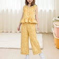 thumbnail image 2 of LNMQLPDBS Girls Summer Sets Puff Sleeve Ruffle Hem Floral Printed Top & Elastic Waist Pants 2pcs Outfits Summer Outdoor Casual Fashionable Suit Toddler Girl Clothes for Tour Vacation and Photo, 2 of 5