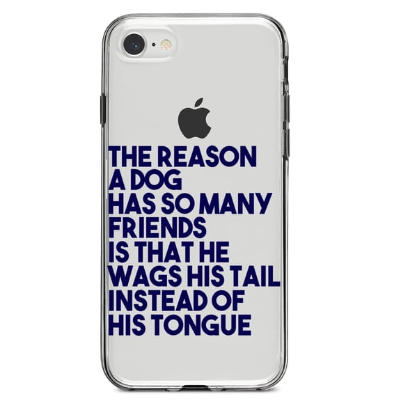 DistinctInk Clear Shockproof Hybrid Case for iPhone 7 8 SE (2020 Model) 4.7" Screen TPU Bumper Acrylic Back Tempered Glass Screen Protector - Dog Wags Tail Instead of Tongue