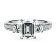 thumbnail image 2 of BERRICLE Sterling Silver 3-Stone Wedding Engagement Rings 2.1 Carat Emerald Cut Cubic Zirconia CZ Promise Ring for Women, Rhodium Plated Size 7.5, 2 of 10