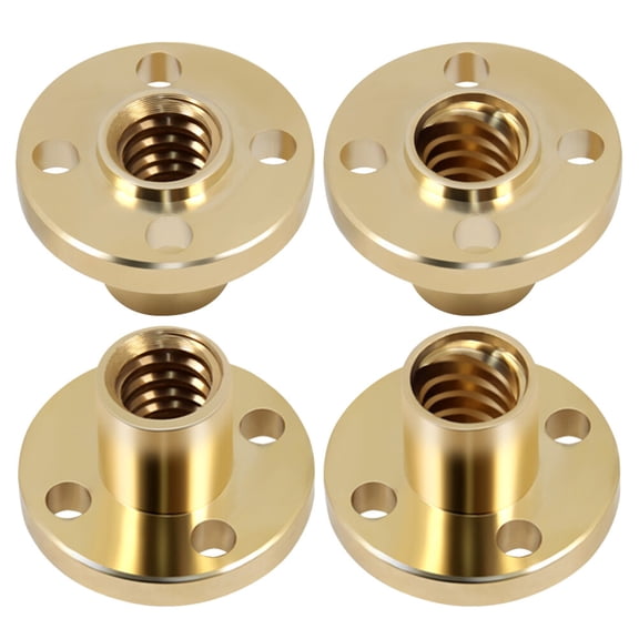 Moluckfu 3D Printer Parts Trapezoidal Nut Brass 4Pcs Golden