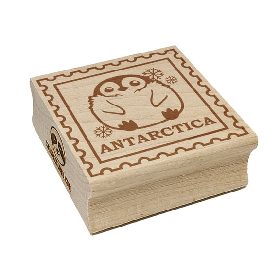 Antarctica Travel Baby Emperor Penguin Square Rubber Stamp Stamping Scrapbooking Crafting - Small 1.25in