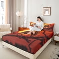 thumbnail image 4 of Feelyou Woodland Leopard Bed Sheets, Orange Sunset King Sheets, 4-Piece, 4 of 7