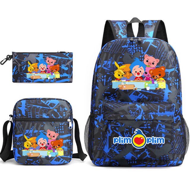 Set de mochilas Plims Plims Cartoon Kids School Anime, 3 unidades