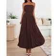 thumbnail image 5 of LWavelet Women's Strapless Ruched Waist Maxi Dress with Pockets for Party & Casual Wear Brown M, 5 of 6