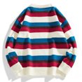 thumbnail image 2 of IROINNID Men's Sweater Round Neck Long Sleeve Jumper Mid-Length Stripes Comfy Pullover Color Matching Neck Sweater Sports Sweater Bottoming Shirt, 2 of 9