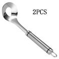 thumbnail image 2 of Máquina para hacer albóndigas, 2 cucharas de acero inoxidable antiadherentes, con orificio, mango largo, para cocinar, cocinas, comedores, bricolaje, 2 of 8