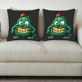 thumbnail image 3 of Set of 2 Throw Pillow Covers 18x18in - Cartoon Monster Design with Green Body - Perfect for Couch Bed Car Decor, 3 of 8