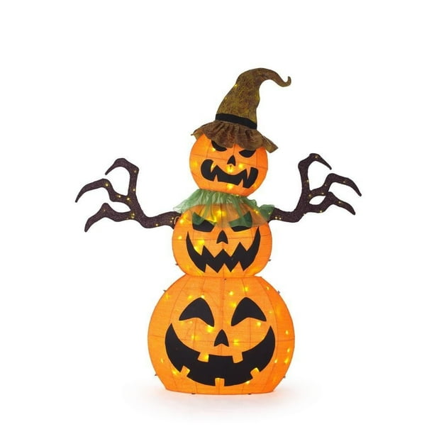 Home Accents Holiday 72 in. Warm White LED Animated Stacked Pumpkins TY08618242