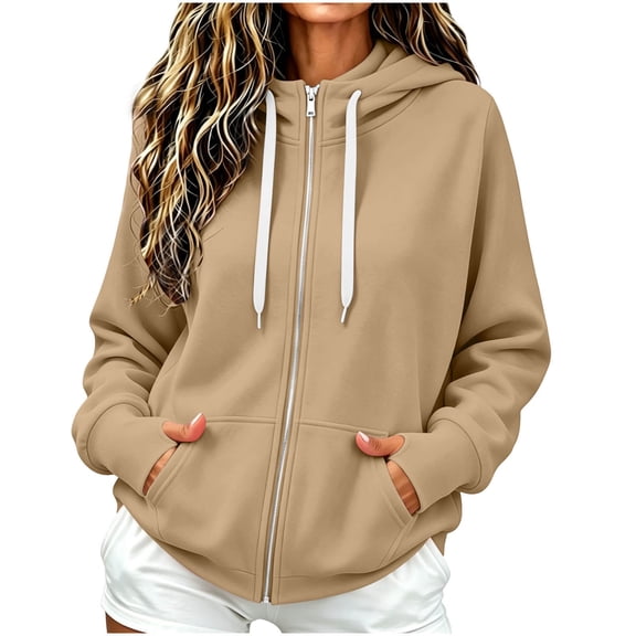 QQZ Relaxed Fit Zip Up Hooded Sweatshirt Women, Zip Up Sweatshirt Women, Fall Travel Gym Business Casual Daily Outfits