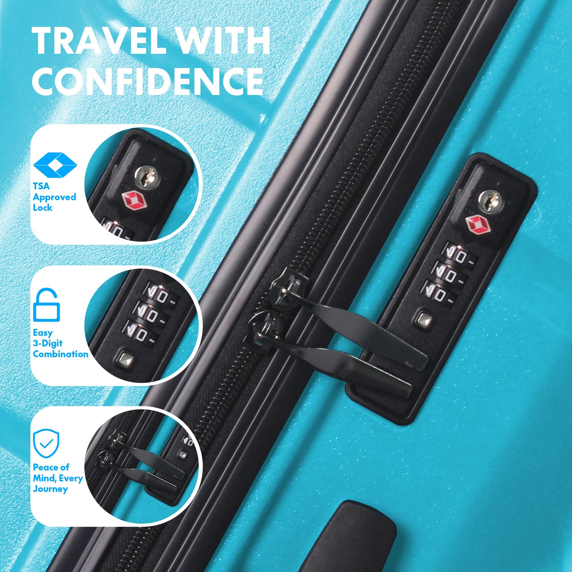 3-Piece PP Hardshell Luggage Set, Lightweight Scratch-Resistant Suitcases with Silent Spinner Wheels & TSA Lock, Peacock Blue