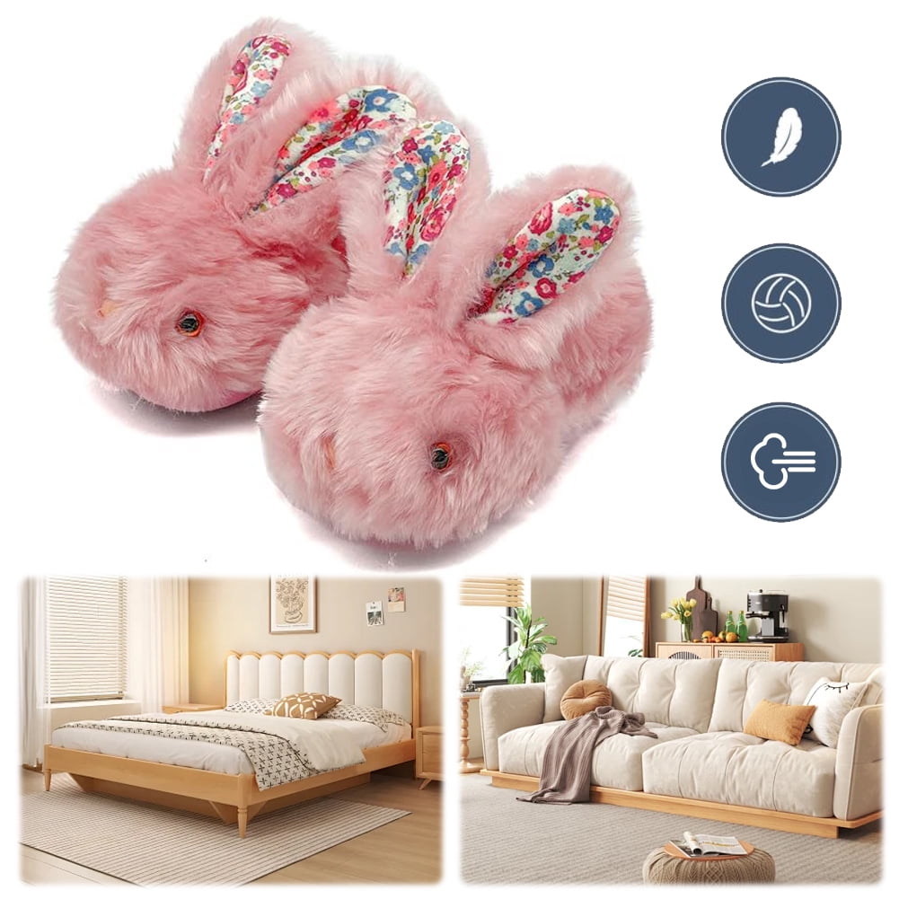 Zapatillas De Conejo Cálidas Y Cómodas De Felpa, Pantuflas Mullidas De Piel Sintética Para Niños, Zapatillas De Invierno Impermeables Antideslizantes Para Interior Del Hogar / Zapatos De Bebé
