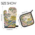 thumbnail image 2 of Yayeee Oven Mitts and Pot Holder Set of 2 Heat Resistant Kitchen Gloves Baking Hot Pad, Pink Floral Wave, 2 of 5