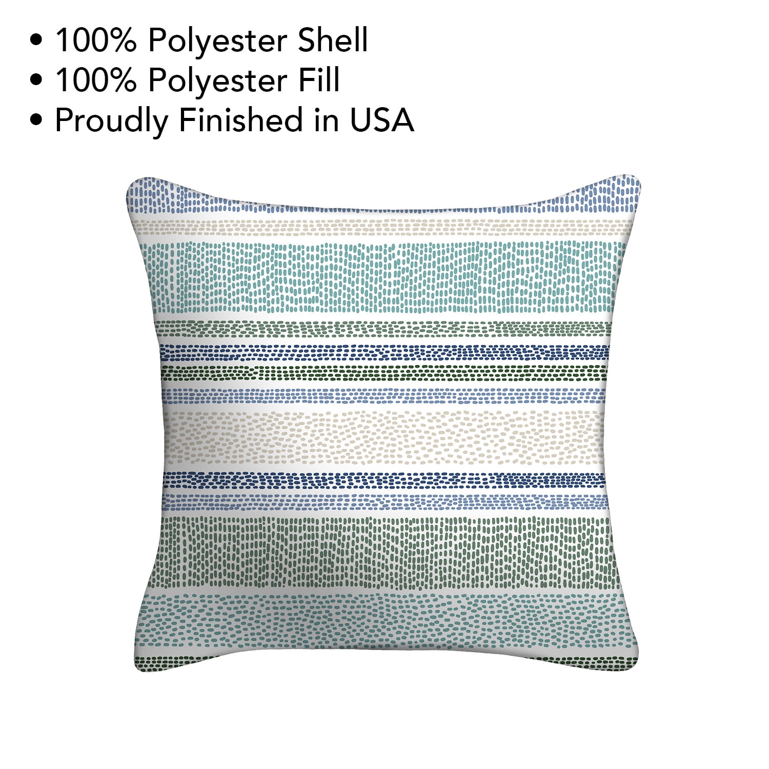 (1 pack) Mainstays 16" x 16" Dotted Stripe Decorative Outdoor Throw Pillow, Blue/Green