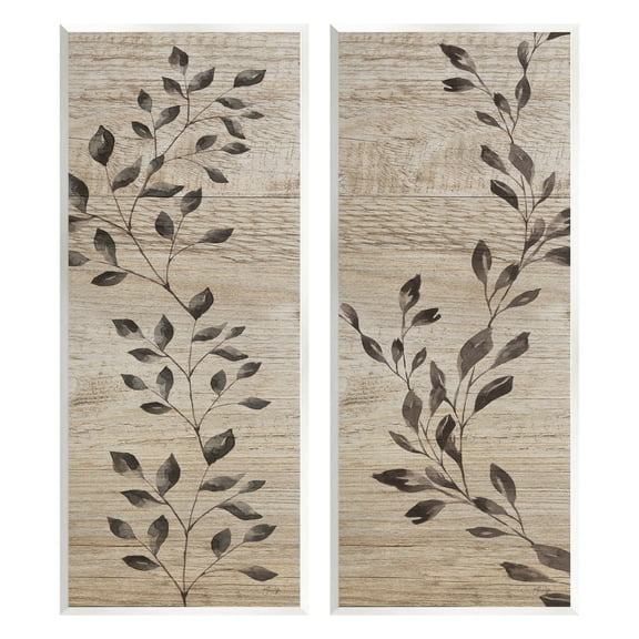 Rustic Botanical Winding Sprigs Botanical & Floral Graphic Art Unframed Art Print Wall Art, Set of 2