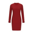 thumbnail image 5 of biudgviw Women's Turtleneck Sweater Dress Long Sleeve Ribbed Knit Fall Dress Stretch Midi Bodycon Dresses, 5 of 7