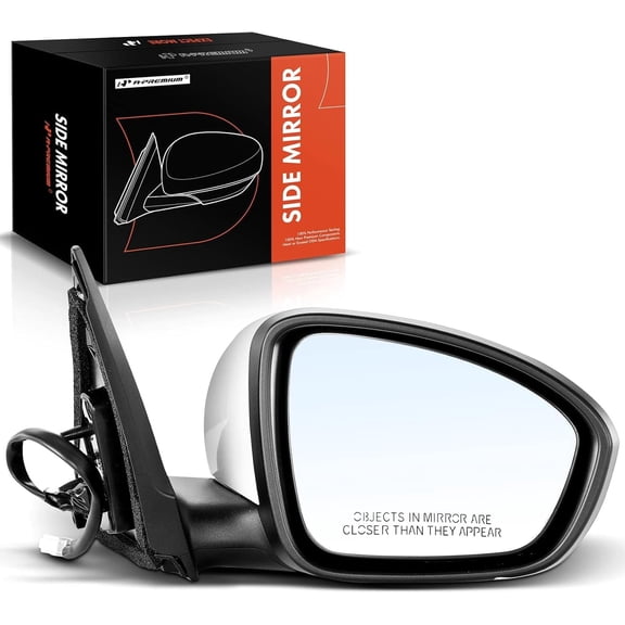 A-Premium Passenger Side Power Door Mirror - Compatible with Nissan Sentra S 2020 2021 2022 - Non-Heated Manual Folding White Outside Rear View Mirror