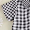 thumbnail image 6 of YDFCWXW Newborn Infant Baby Boy Summer Clothes Gingham Button Down Shirt Bubble Romper Short Sleeve Plaid Collared Bodysuit (Black, 12-18 Months), 6 of 9