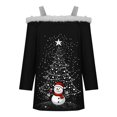 thumbnail image 4 of Fiudx Ofertas Del Día Top de Camiseta con Estampado Navideño de Doble Hombro Informal a La Moda para Mujer, 4 of 5