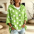 thumbnail image 5 of Domzest Womens Oversized Hooded Knit Sweater V Neck 3/4 Sleeve Drawstring Hoodies 2026 Fall Casual Lightweight Pullover Sweater Plus Size Green 3XL, 5 of 7