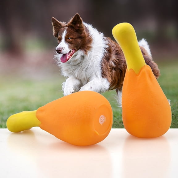 Walbest Dog Squeaky Toys, Rubber Chew Toys with Squeaker, Tough Durable Pet Toys for Puppy, Medium and Large Breed, Turkey Chicken Leg (Not Suitable for Aggressive Chewers)