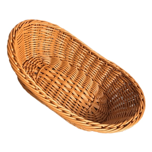 Masteelf Handmade Brown Mini Plastic Basket for Home and School Desk Organization, Decorative Storage Container 1 Piece