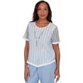 thumbnail image 3 of Alfred Dunner Womens Petite Textured Stripe Tee With Necklace, 3 of 4