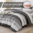 thumbnail image 5 of Dark Grey Comforter Set Oversized King - 3 Pieces Lightweight Dark Grey Colorblock Stripe Fluffy Bedding Comforter Sets, All Season Bed Set, 5 of 14