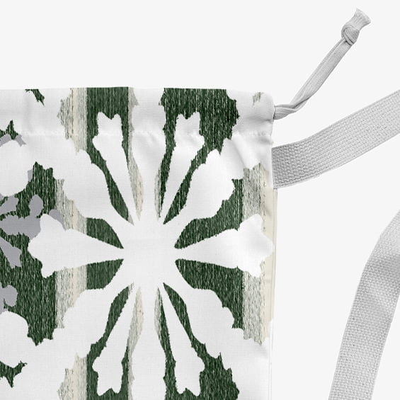 Simply Daisy Snow Flake on Stripes 18 x 29 in Green Laundry Bag